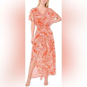 CeCe Tropical Orange and White Maxi Dress